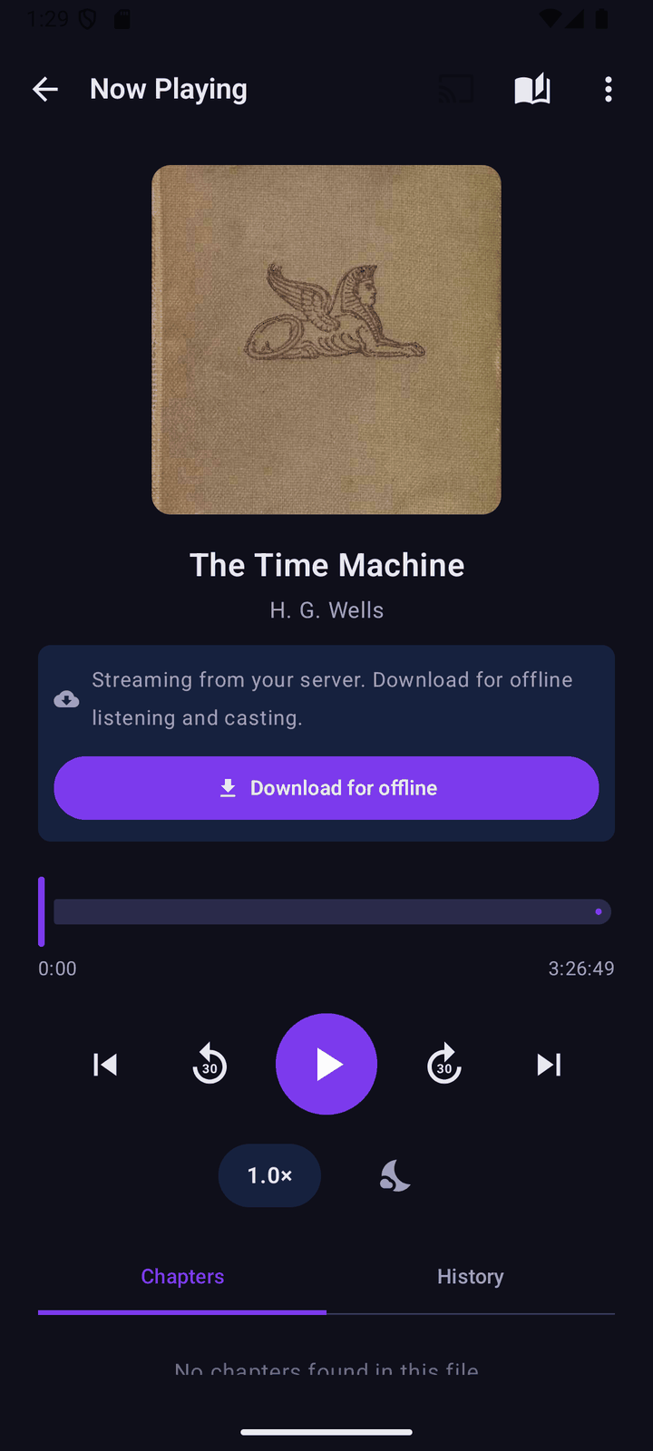 Audio player screen